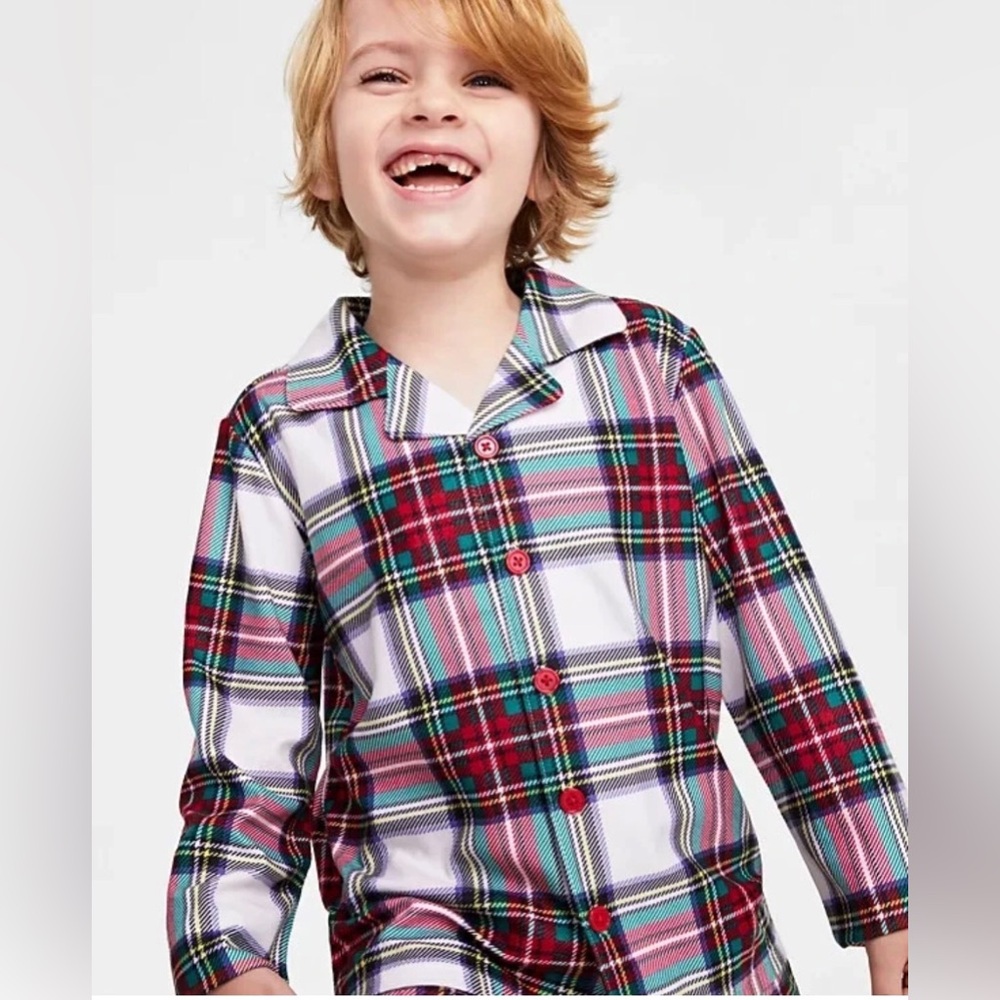 Christmas  Kids Stewart Plaid Button-Up Pajama Top Only  Size XL (14-16)